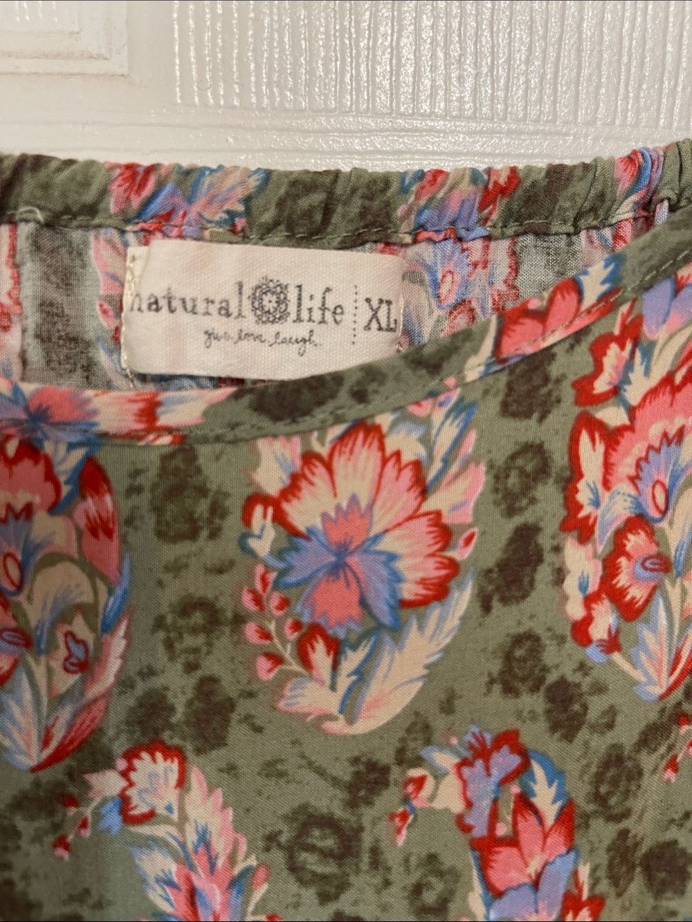 NATURAL LIFE Elizabeth Olive Green Maxi Dress with Pink Floral Print - Picture 2 of 8